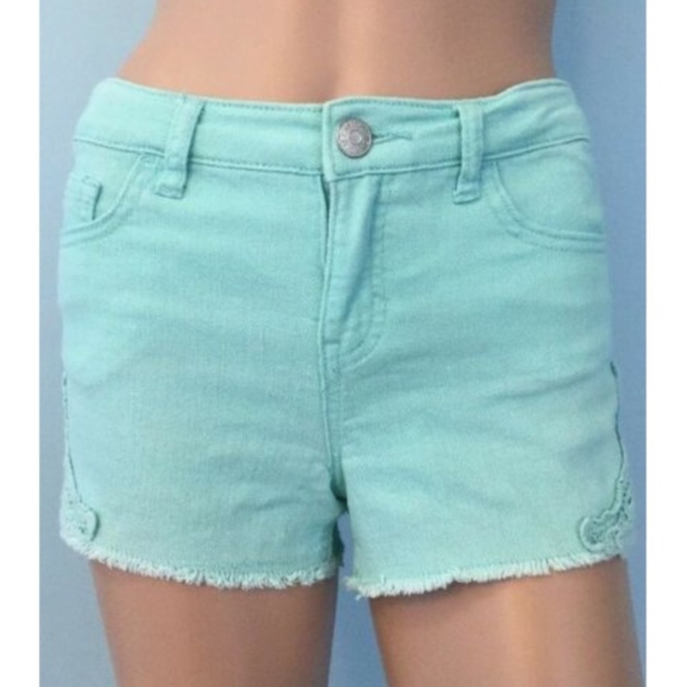 Cherokee Aqua Green Denim Jeans Girls Shorts Sz L